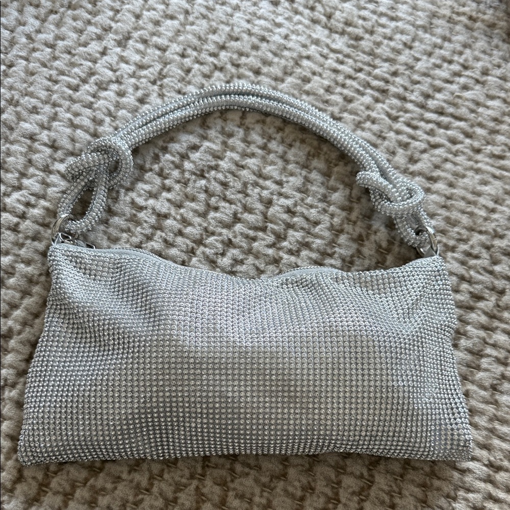 Elegant Silver Beaded Women's Bag